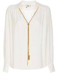 Elisabetta Franchi - Georgette Blouse With Charms Necklace - Lyst