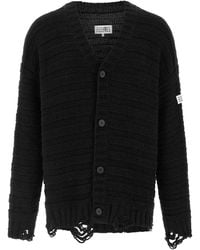 MM6 by Maison Margiela - Distressed Wool Cardigan - Lyst
