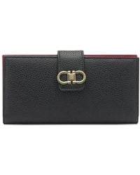 Ferragamo - Gancini Grained Leather Continental Wallet - Lyst