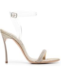Casadei - Glittered Leather Sandals - Lyst