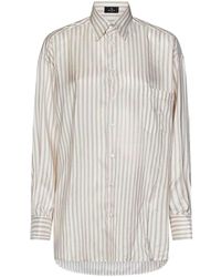 Etro - Oversized And Striped Silk Shirt - Lyst