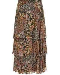 Valentino Garavani - Floral Silk Asymmetric Midi Skirt - Lyst