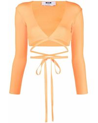 MSGM - Wrap Knitted Crop Top - Lyst