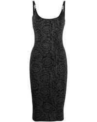 Versace - Barocco Texture Knit Midi Dress - Lyst