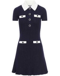 Self-Portrait - Mini Knitted Dress With Contrasting Collar - Lyst