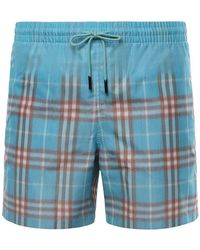 Burberry - Swim Trunks With A Faded Check Pattern - Lyst