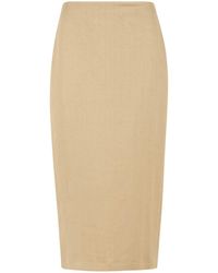 Max Mara - Veranda Diagonal Slim Skirt Of Camel Linen - Lyst