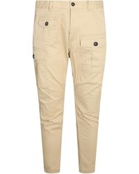 DSquared² - Beige Cotton Blend Cargo Trousers - Lyst