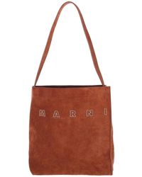 Marni - Suede Logo Tote Bag - Lyst