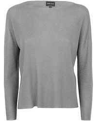 Giorgio Armani - Long Sleeves Boat Neck Sweater - Lyst