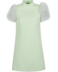 Valentino Garavani - Feathered Wool And Silk Dress - Lyst