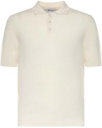 Giuliano Galiano - Ribbed Cotton Polo Shirt - Lyst