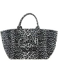 Ganni - Leopard Sequin Xxl Tote Shopping Bag - Lyst