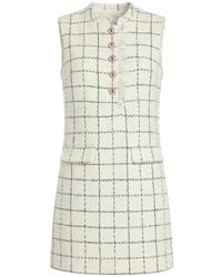 Self-Portrait - Check Boucle Lace Trim Mini Dress - Lyst