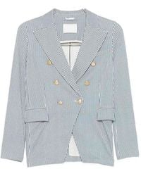 Circolo 1901 - Striped Double-Breasted Jacket - Lyst