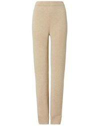 Tory Burch - Melange Oatmeal Wool Trousers - Lyst