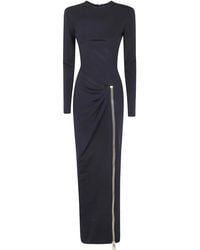 Balmain - Long Sleeves Zipped Compact Jersey Long Dress - Lyst