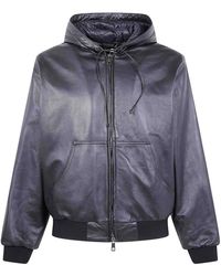 Giorgio Brato - Nappa Leather Oversized Hooded Bomber Jacket - Lyst