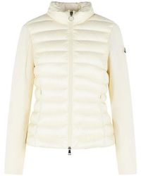 Moncler - Padded Virgin Wool Cardigan With Ivory Zip - Lyst