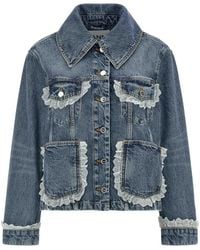 Ganni - Denim And Lace Jacket - Lyst
