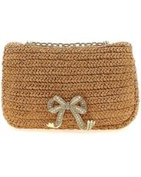 Self-Portrait - Raffia Bow Charm Shoulder Bag - Lyst