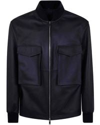 DESA NINETEENSEVENTYTWO - Leather Patch Pocket Bomber Jacket - Lyst