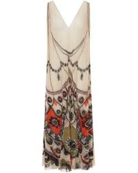 La DoubleJ - Long Pleated Dress With Ornamental Print - Lyst