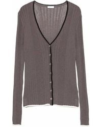 Roberto Collina - Contrasting Hem V-Neck Ribbed Cardigan - Lyst