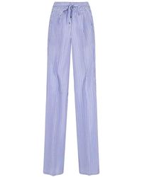 Kiton - Light Wide-Leg Striped Silk Trousers - Lyst