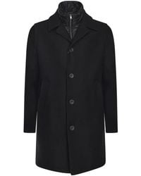 Herno - Single-Breasted Wool Blend Coat - Lyst