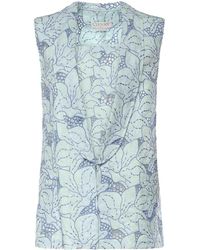 Genny - Linen Vest With Orchid Embroidery - Lyst