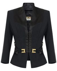 Elisabetta Franchi - Double-Layer Stretch Crepe And Satin Jacket - Lyst