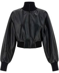 Norma Kamali - Faux Leather Bomber Jacket - Lyst
