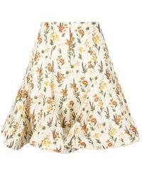 Agua Bendita - Printed Linen Mini Skirt - Lyst