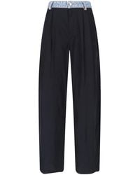 Alexander Wang - Straight Trousers With Denim Detail - Lyst
