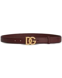 Dolce & Gabbana - Calfskin Belt With Dg Logo - Lyst