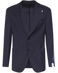 Lubiam - Single-Breasted Wool Blend Blazer - Lyst