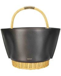 Sacai - Leather X Rattan Basket Medium - Lyst