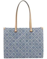 Tory Burch - T Monogram Denim Tote Bag - Lyst
