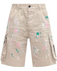 DSquared² - Cotto Cargo Bermuda Shorts With Paint Stains - Lyst