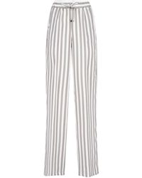 Kiton - Wide-Leg Vertical Striped Silk Trousers - Lyst