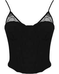 Patrizia Pepe - Stretch Crepe Corset Top With Lace Details - Lyst