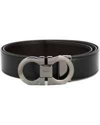 Ferragamo - Smooth Leather Reversible Gancini Belt - Lyst