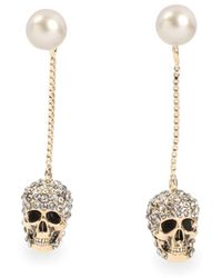 McQueen - Pave Skull Earrings - Lyst