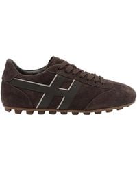 Hogan - Olympia Leather And Suede Trainers With H Logo And Serrated Sole - Lyst