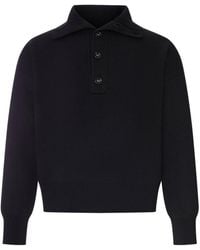Ami Paris - Wool Sweater With Polo Collar - Lyst