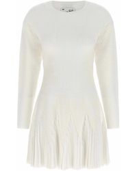 Elisabetta Franchi - Knitted Pleated Dress - Lyst