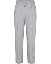 Brunello Cucinelli - Linen Chevron Leisure Fit Pants - Lyst