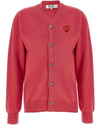 COMME DES GARÇONS PLAY - Double Emblem' Cardigan - Lyst