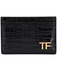 Tom Ford - Leather Card Holder With Croco Print - Lyst